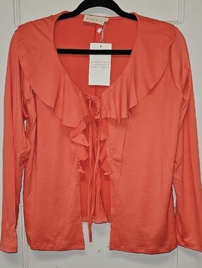 Ninexis Coral Ruffle Tie-Front Women's Top